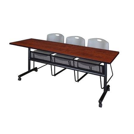 Kobe Rectangle FlipTop Table, 84" W, 29" H, Laminate Top, Cherry MKFTM8424CH44GY